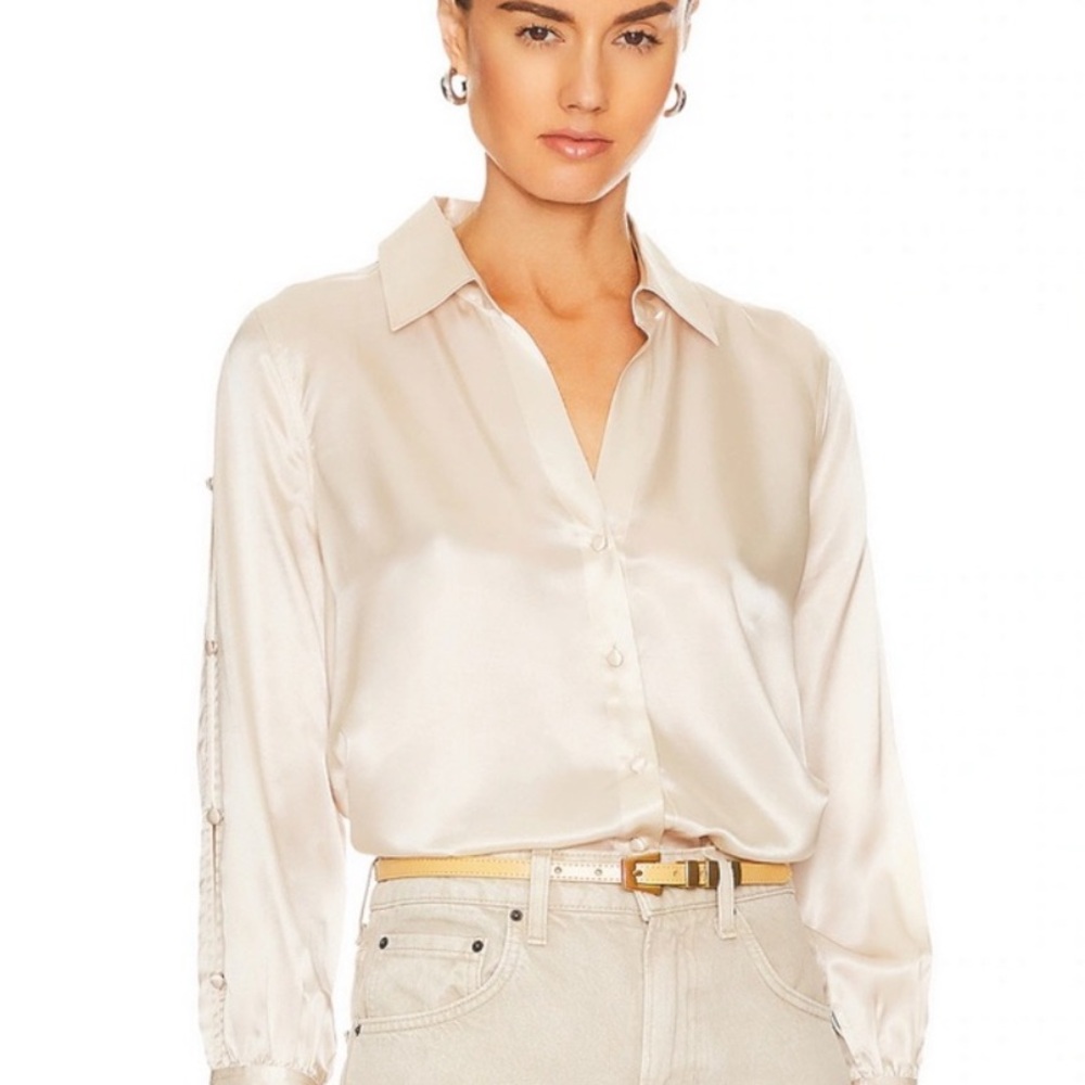 L’AGENCE Jordy Silk Satin Blouse - Champagne